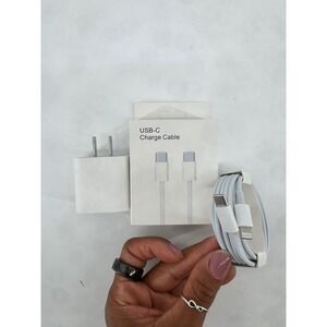 20W USB-C Power Adapter and 1m USB-C Charge Cable Bundle White